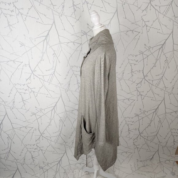 Cut Loose Gray Stripe Cotton Blend Button Front Lagenlook Coat - Picture 4 of 9